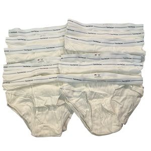 NOS 12 VINTAGE FRUIT OF THE LOOM MENS WHITE BRIEFS- XL